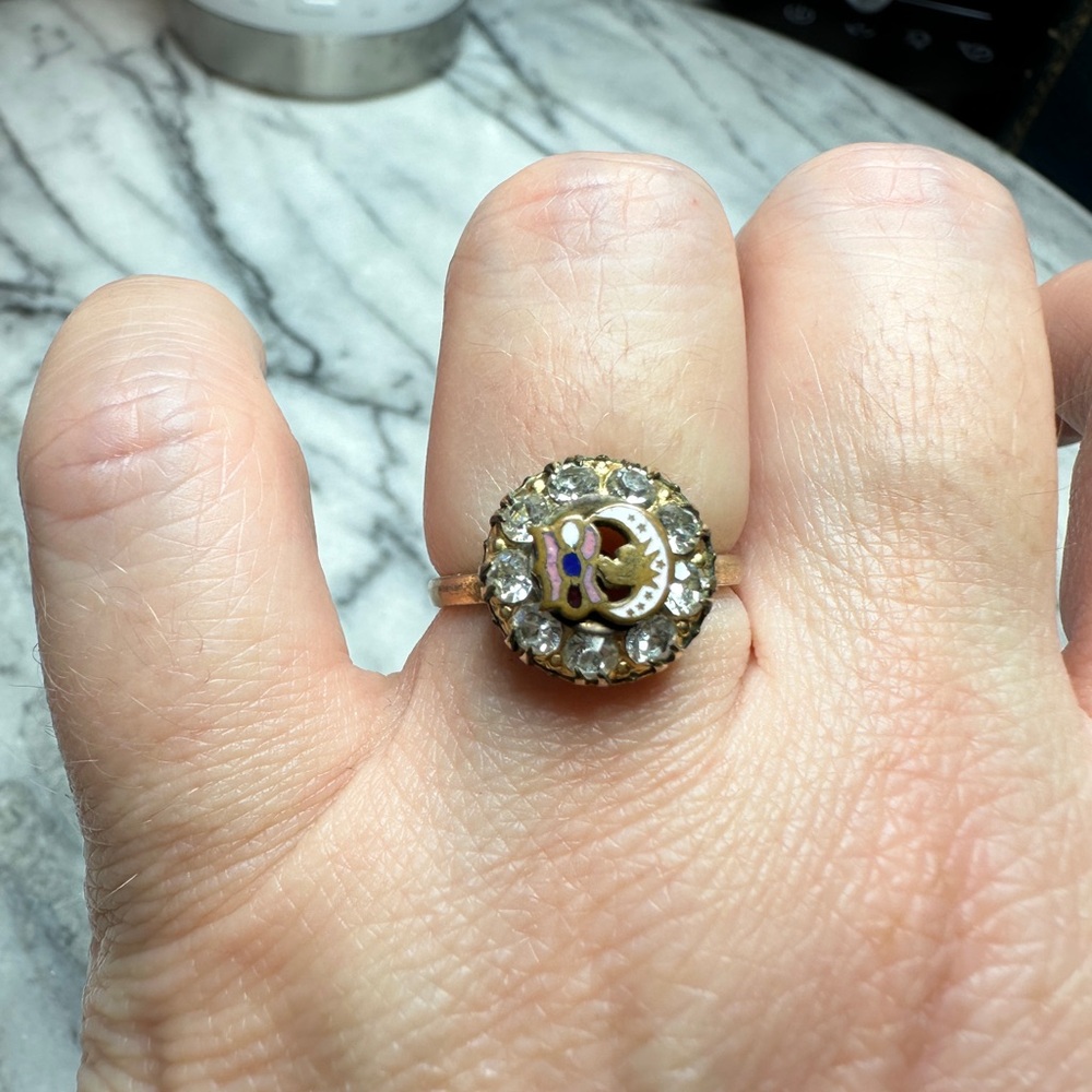 Antique Gold Filled Daughters of Rebekah Order of Odd Fellows Ring